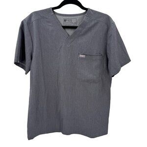 Figs Technical Collection Grey Scrub Top Womens Size M Professional V-Neck